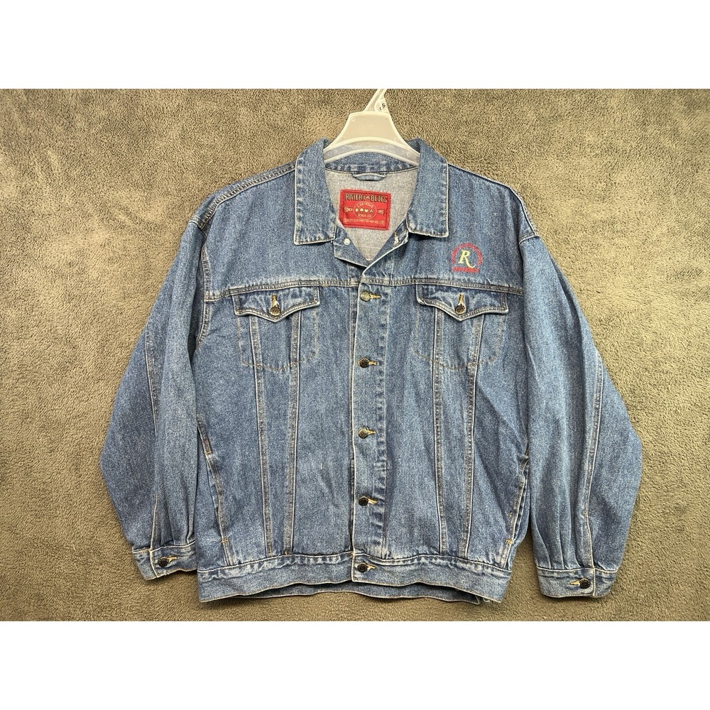 Riviera Hotel And Casino Las Vegas Denim Embroidered Jacket Size 2XL Vtg - Picture 2 of 10